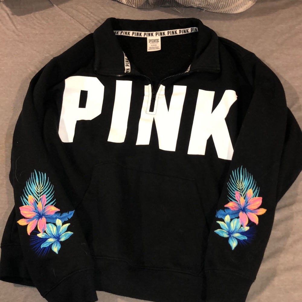 A black Pink Victoria Secrets quarter zip